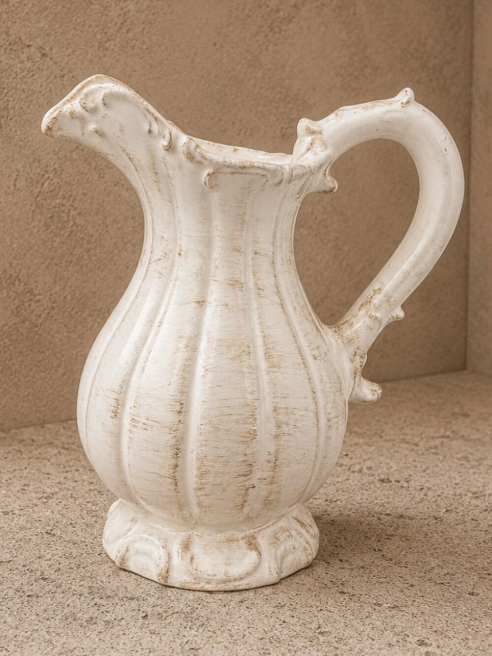 NWT Italian Vintage Large Porcelain Farmhouse Handmade Pitcher Jug